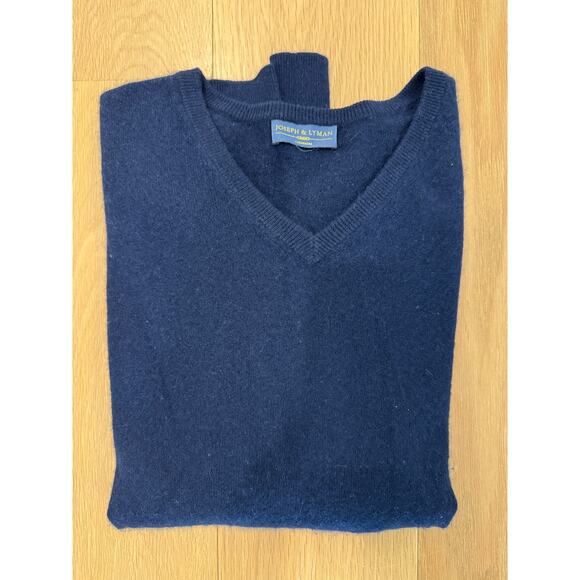 Mens Joseph and Lyman blue 100% Cashmere Vneck Sweater size Large - Picture 2 of 3